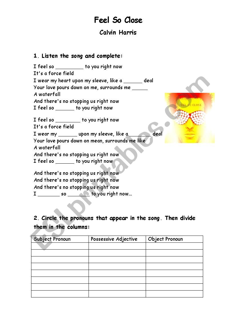 Song activity - Feel so close worksheet