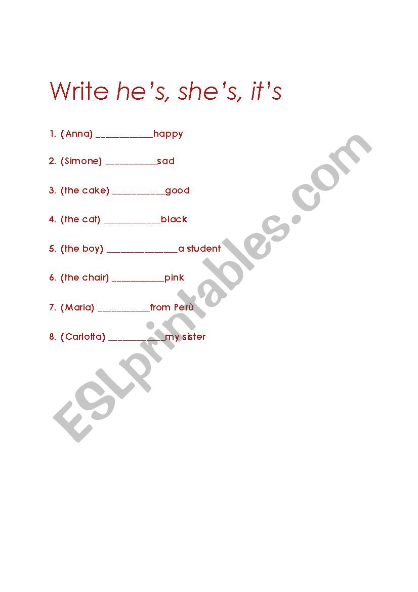 Personal Pronouns worksheet