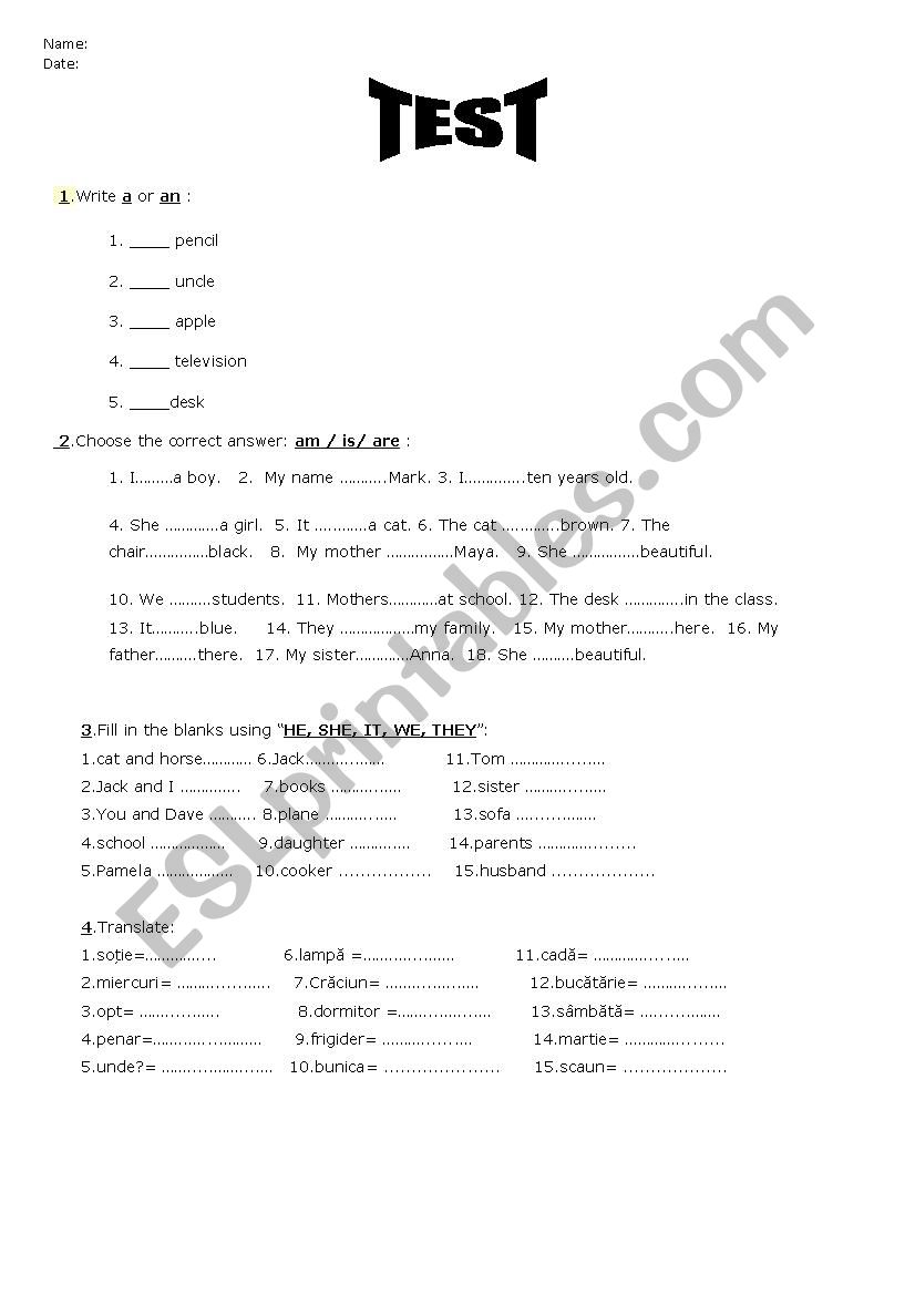 Test worksheet