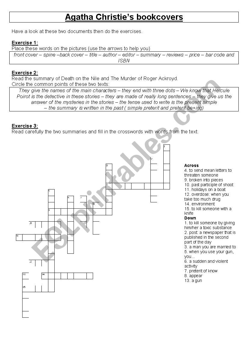agatha christie book cover exercises
