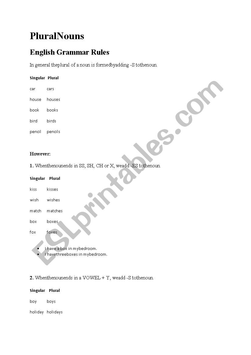 Plural Nouns worksheet