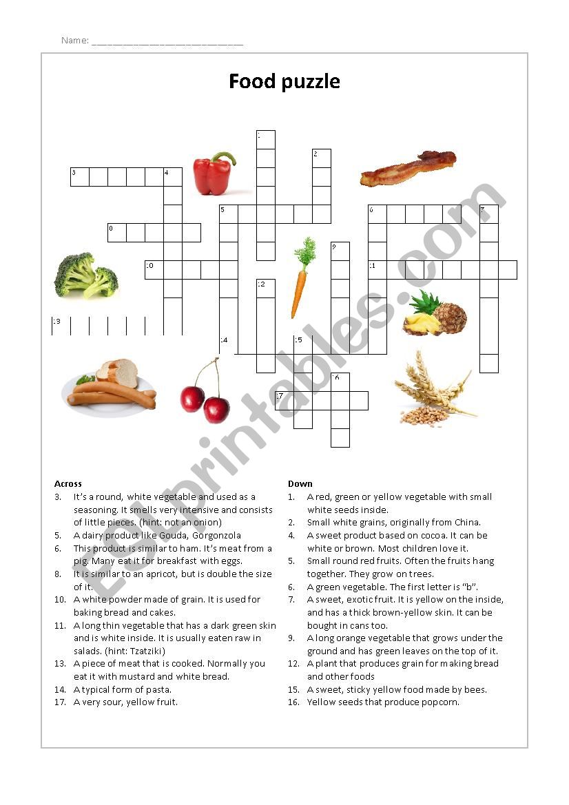 Food puzzle worksheet
