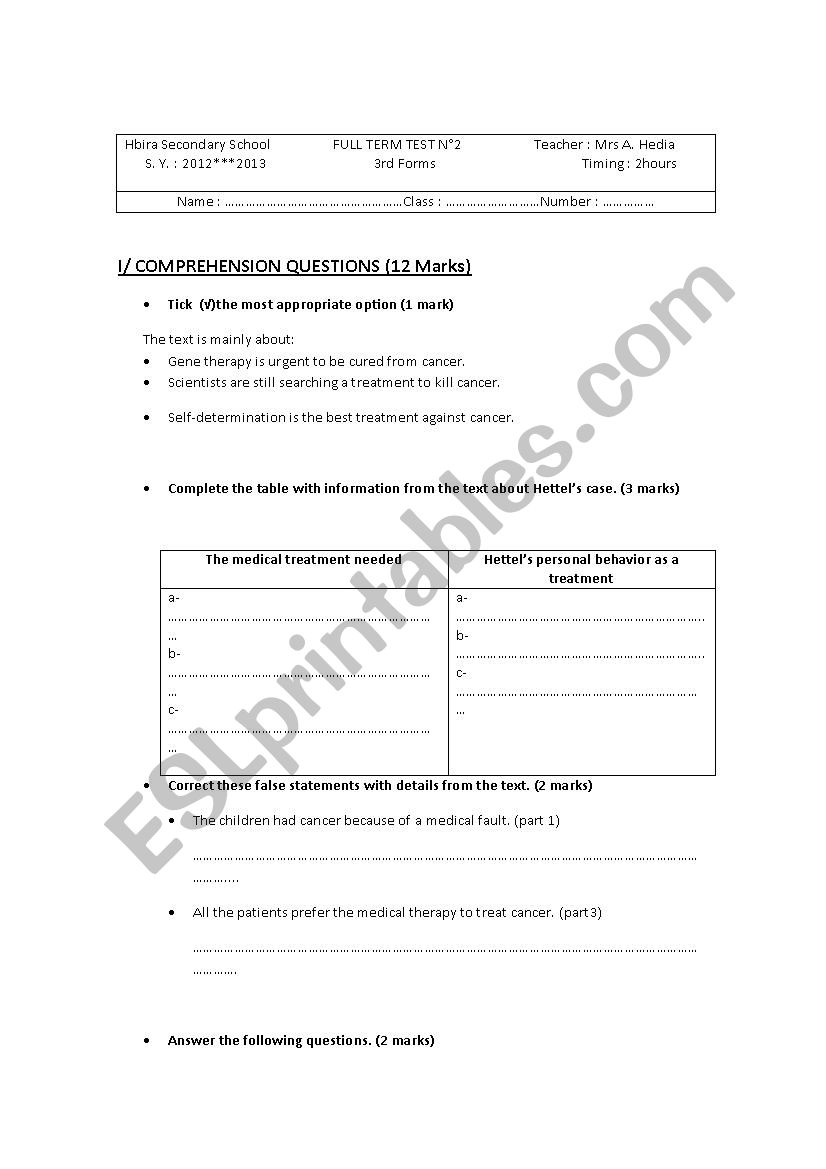 devoir de synthese n2 third year