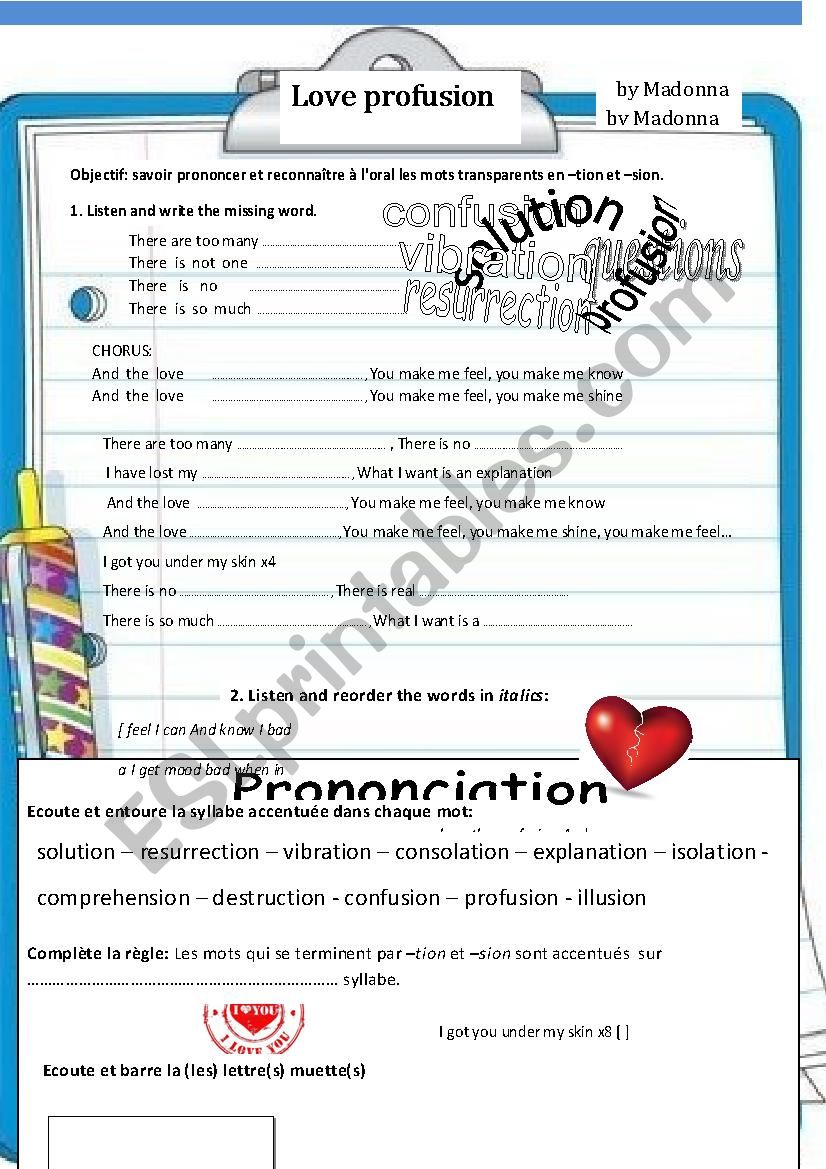 Love Profusion worksheet