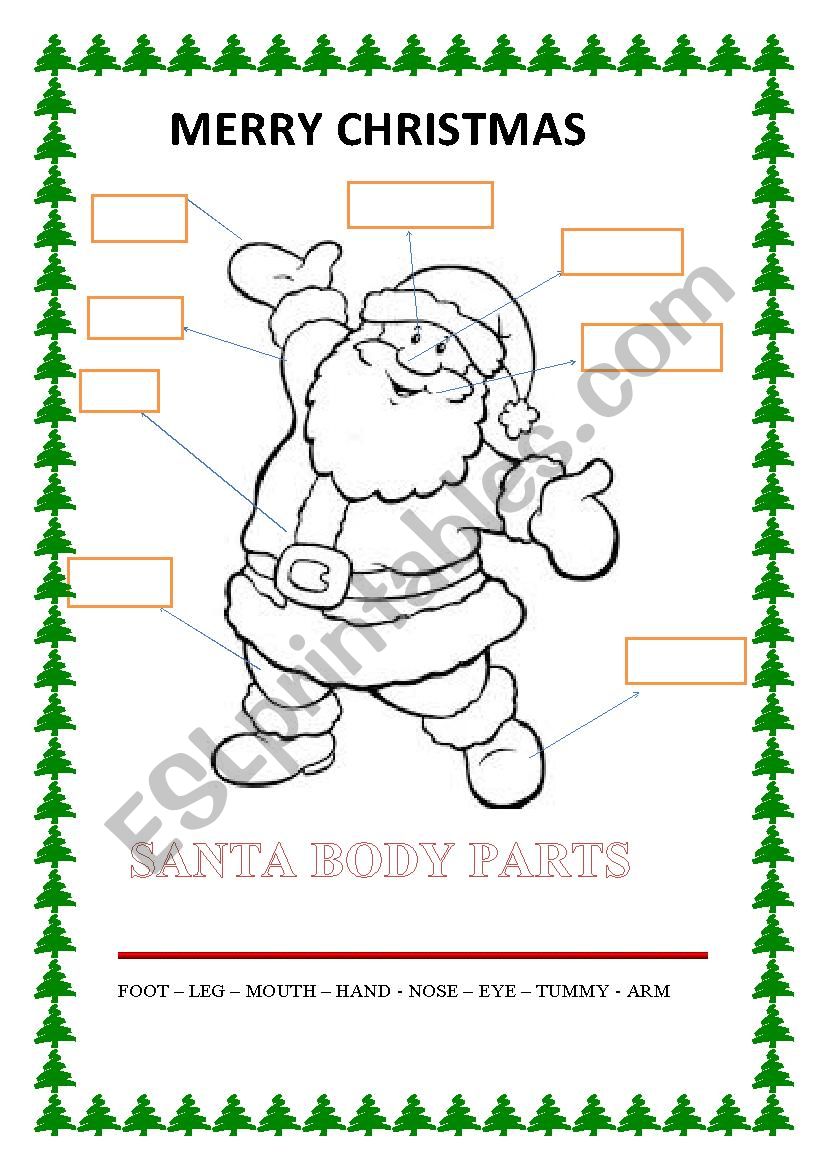 SANTA CLAUS BODY PARTS worksheet