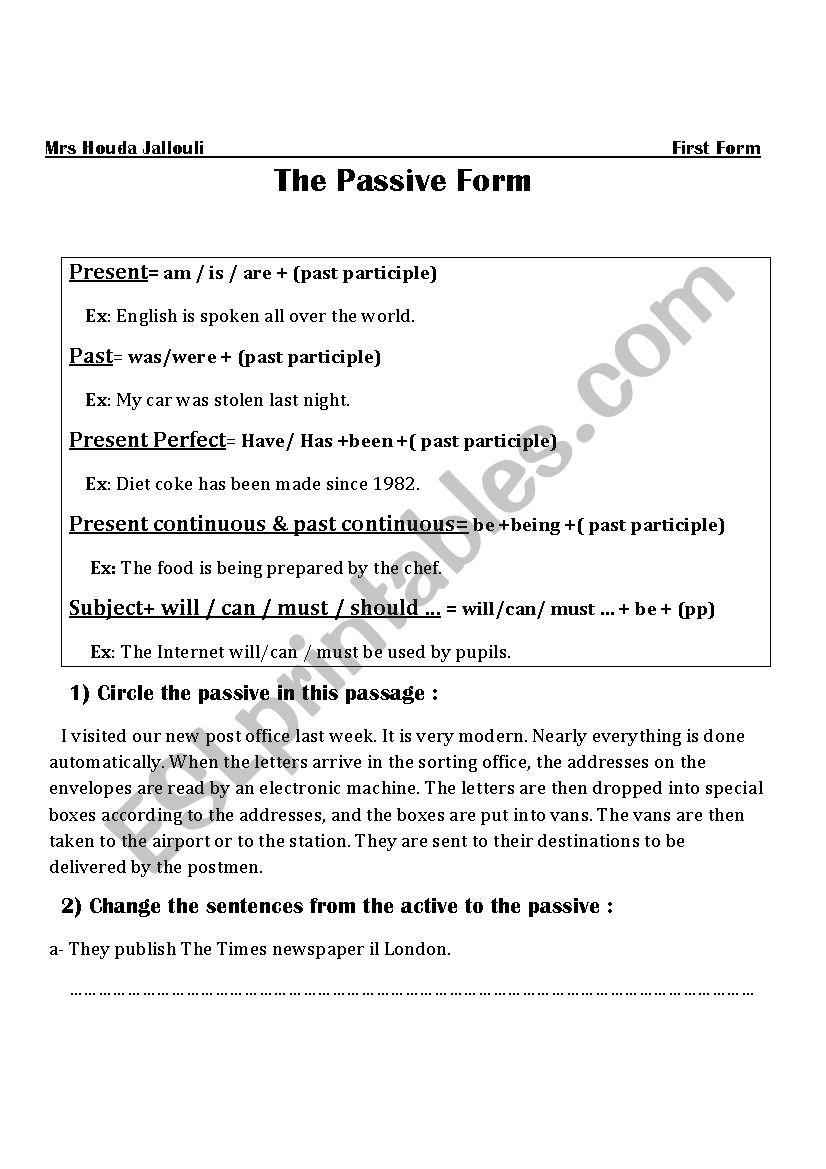 The passive voice worksheet