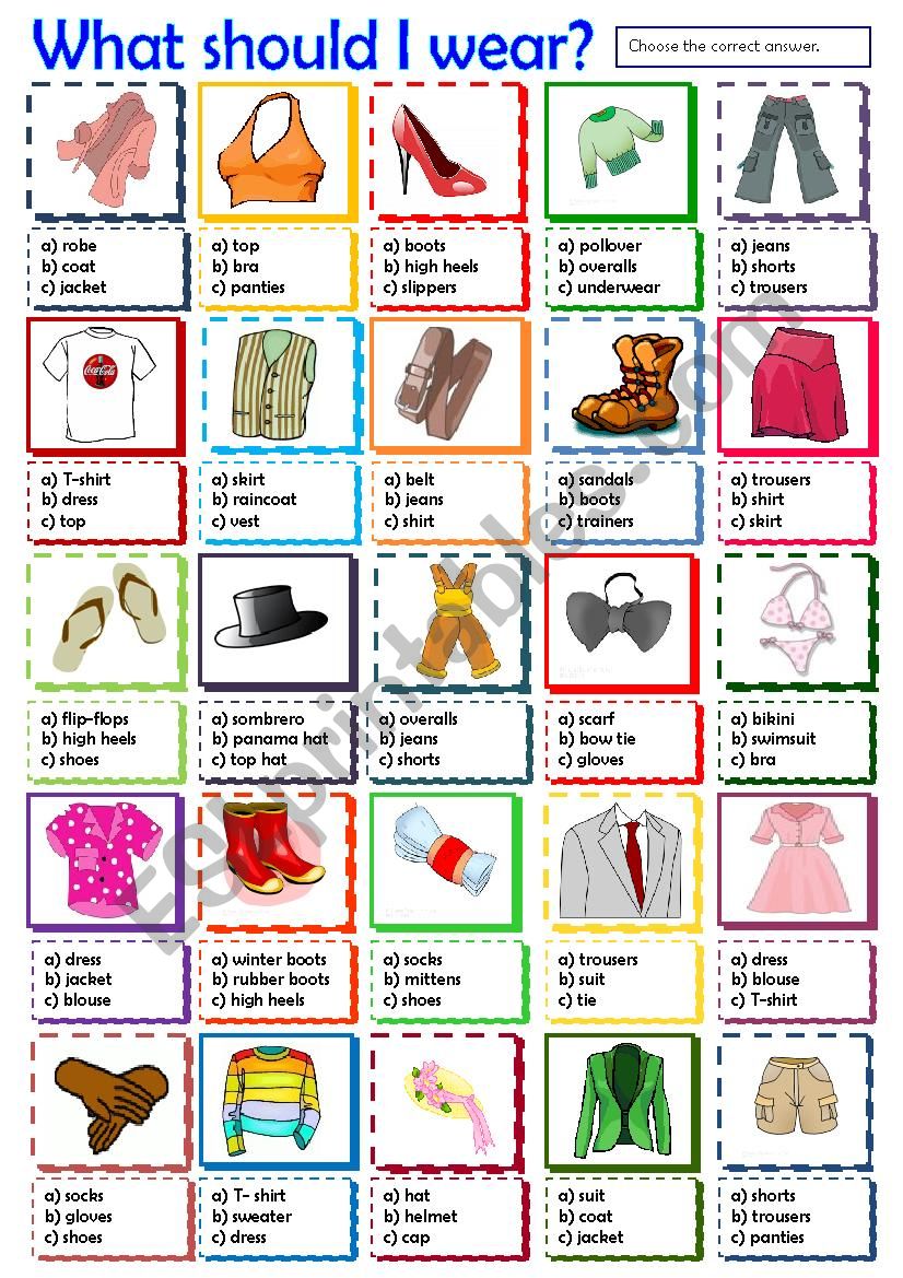 What should I wear? worksheet