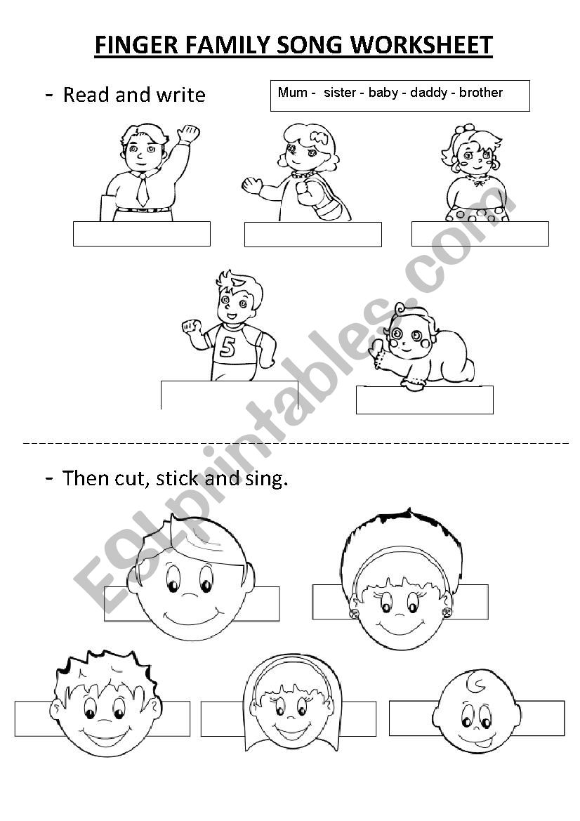 FINGER FAMILY SONG WORKSHEET worksheet