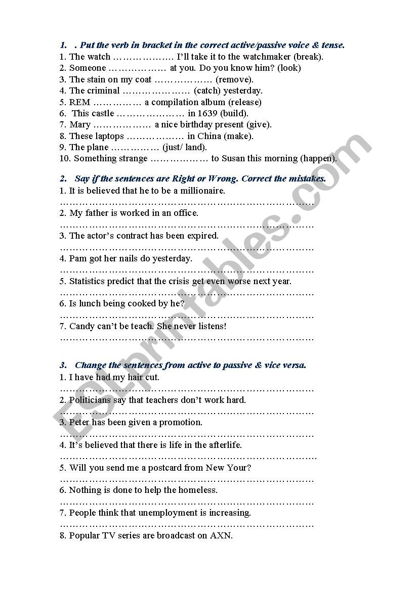 Participle worksheet