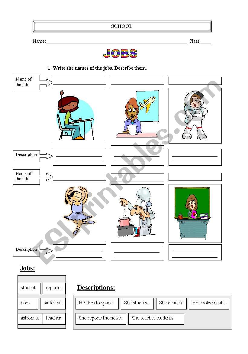 Jobs worksheet