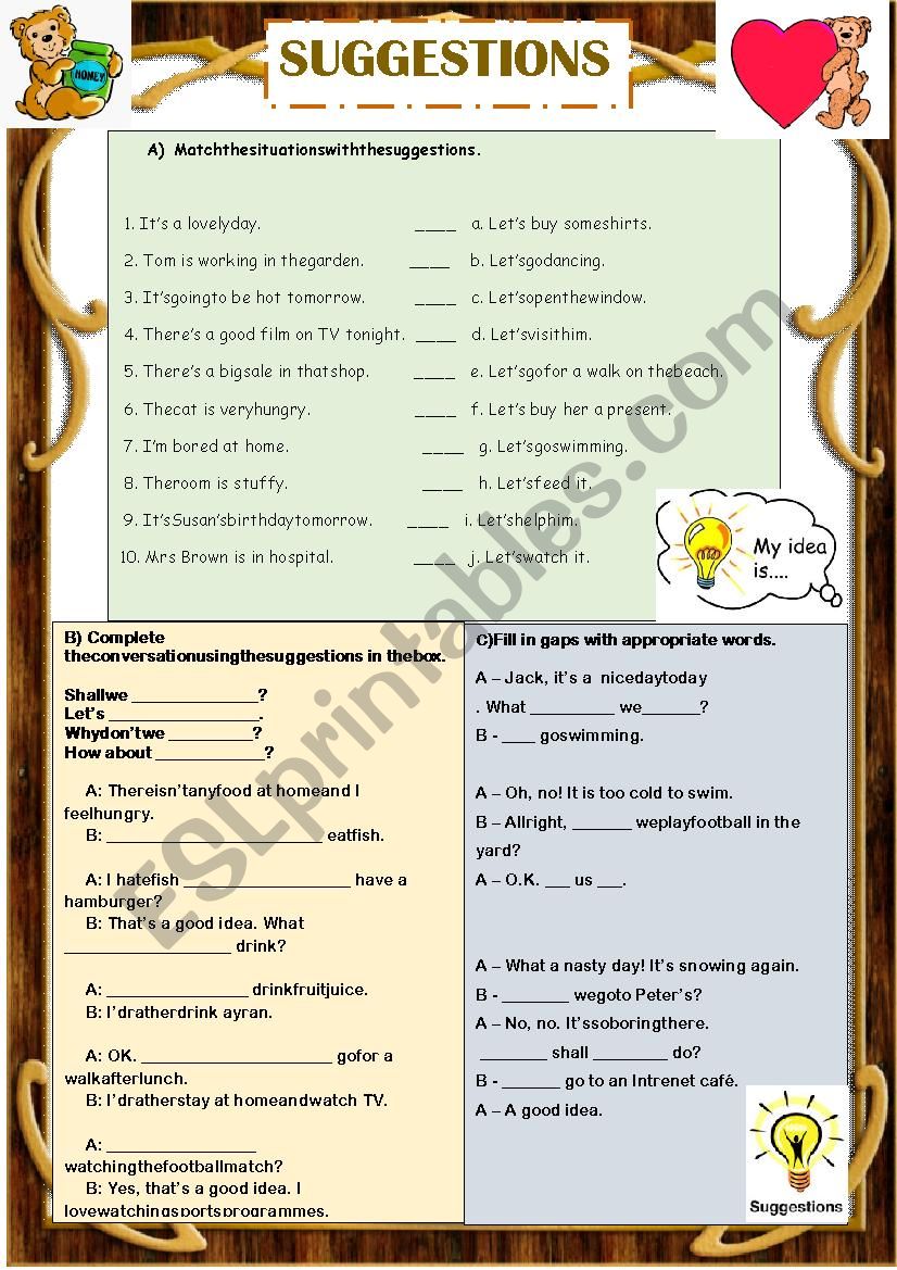 Making Suggestions worksheet