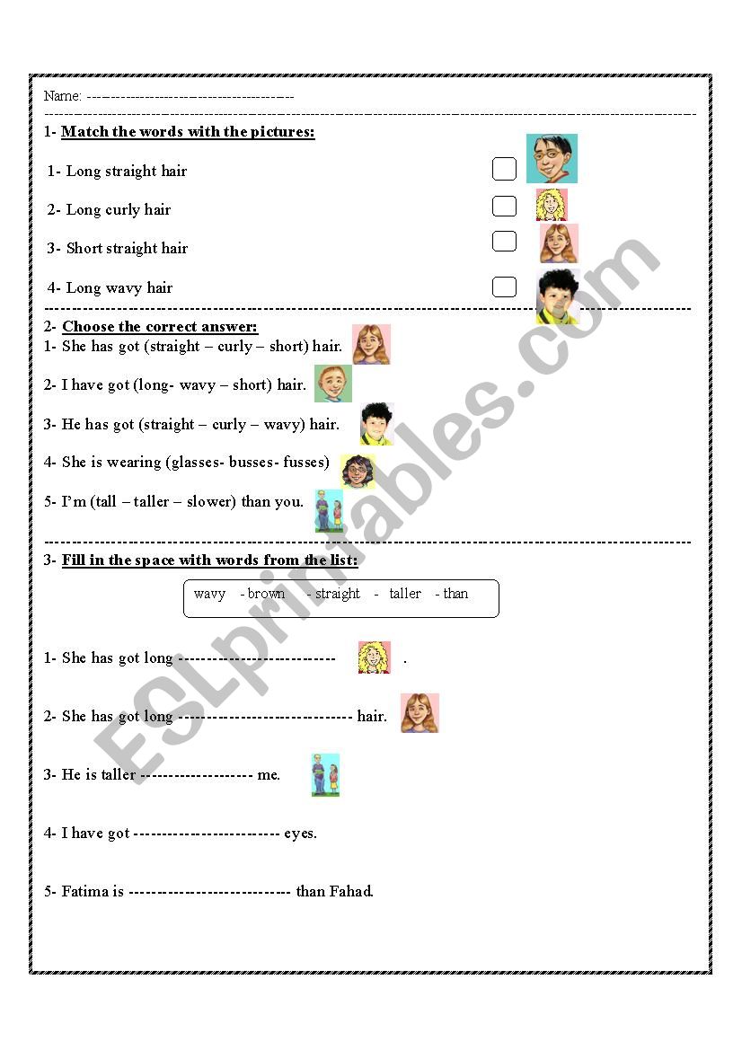 adjectives worksheet