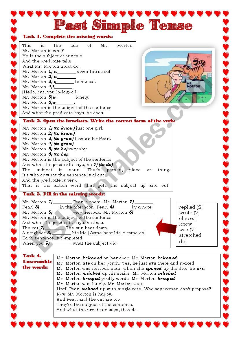 Past Simple tense (song) worksheet