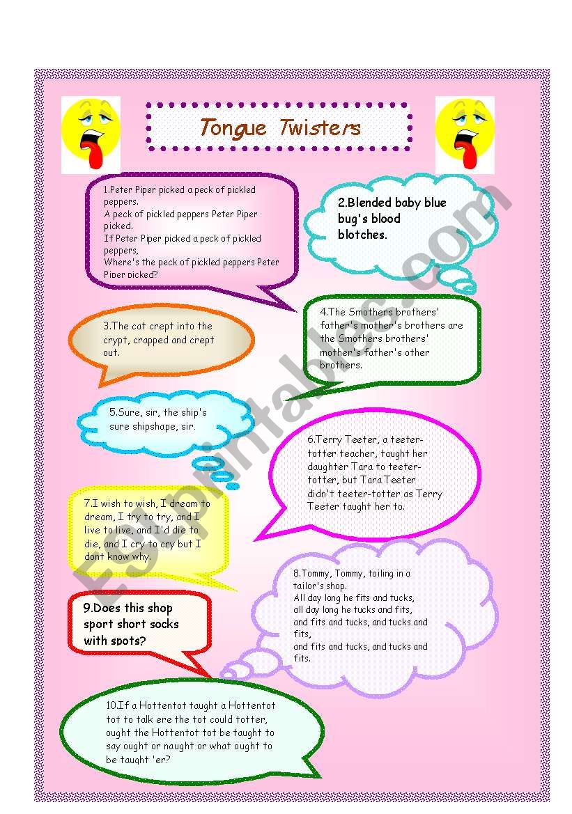 tongue twisters vol.2 worksheet