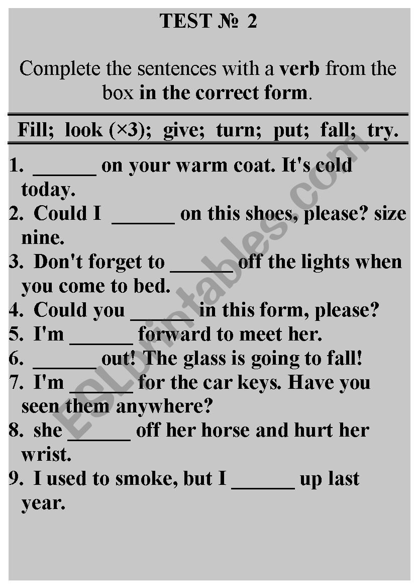 Put a verb from the box in the correct form esl worksheet by cira