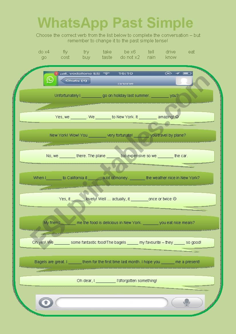 02 WhatsApp Past Simple (mobile phone text dialogue conversation)