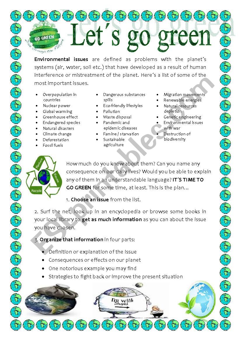 ENVIRONMENTAL ISSUES PROJECT worksheet