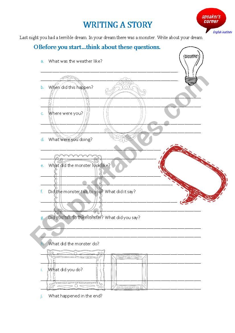 writing a story worksheet