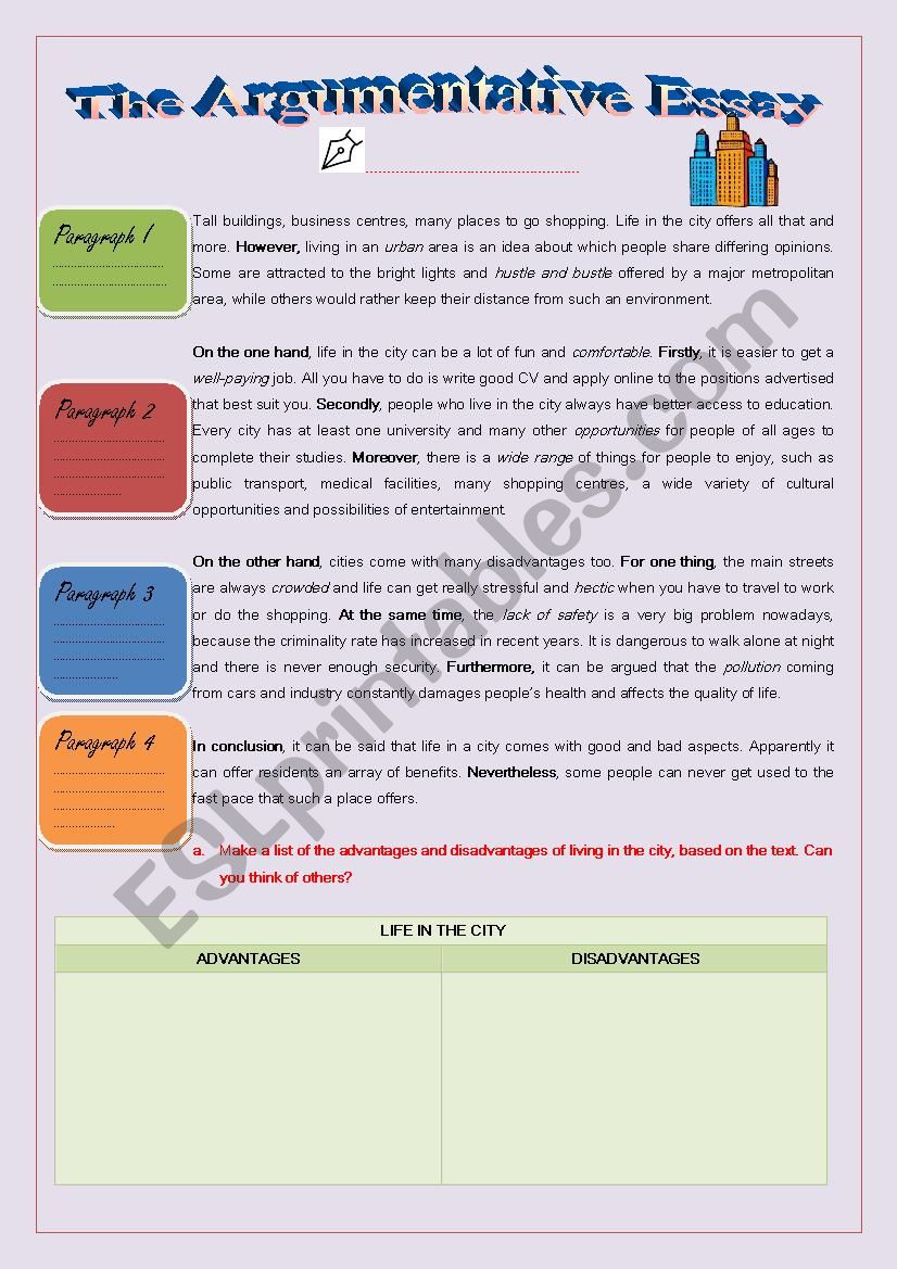 Argumentative Essay - Life in the City