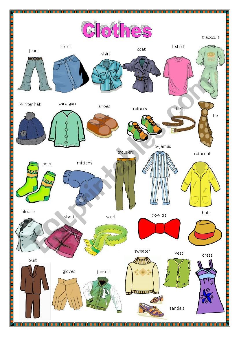 Clothes - ESL worksheet by james32