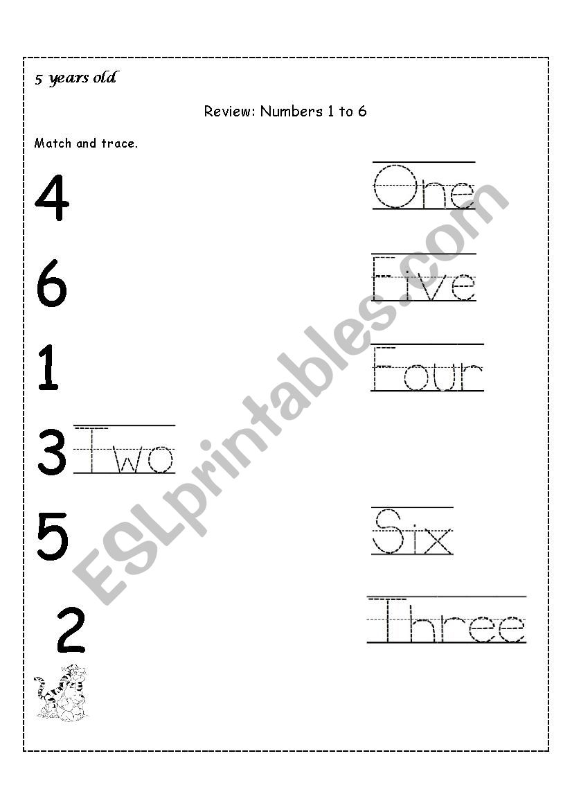 numbers worksheet