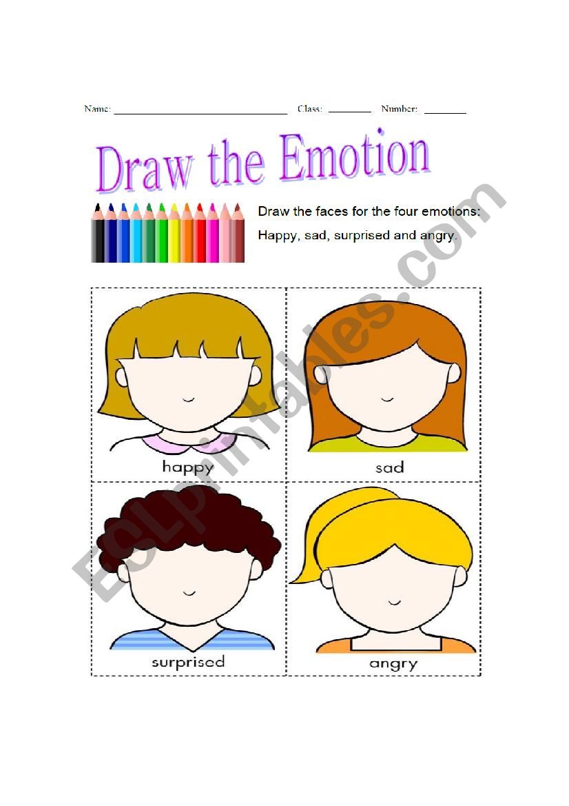 Draw the Emotion - Feelings Worksheet
