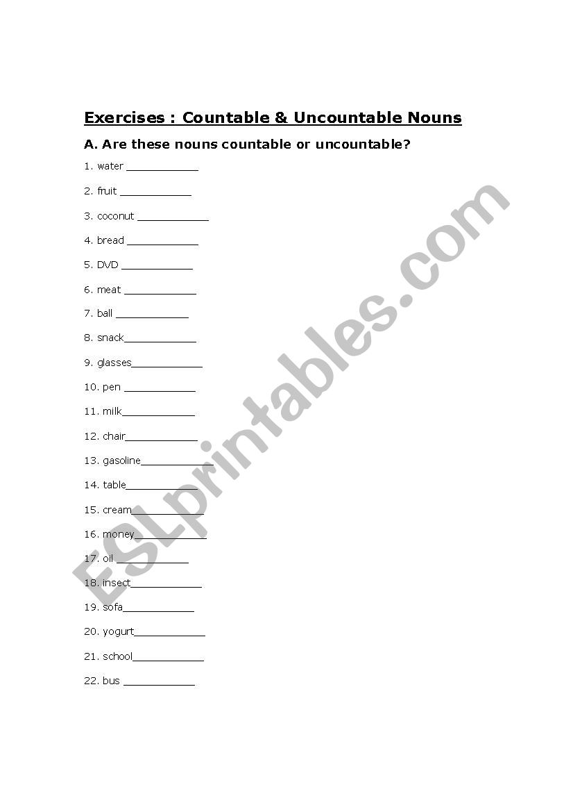 countable and uncountable nouns