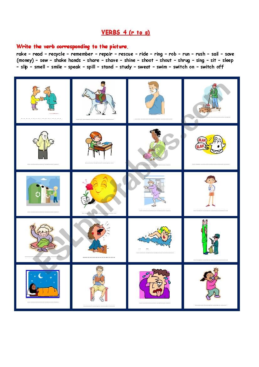 VERBS 4 (from r to s) worksheet