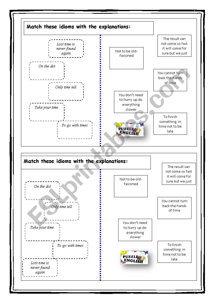 Idioms about time worksheet