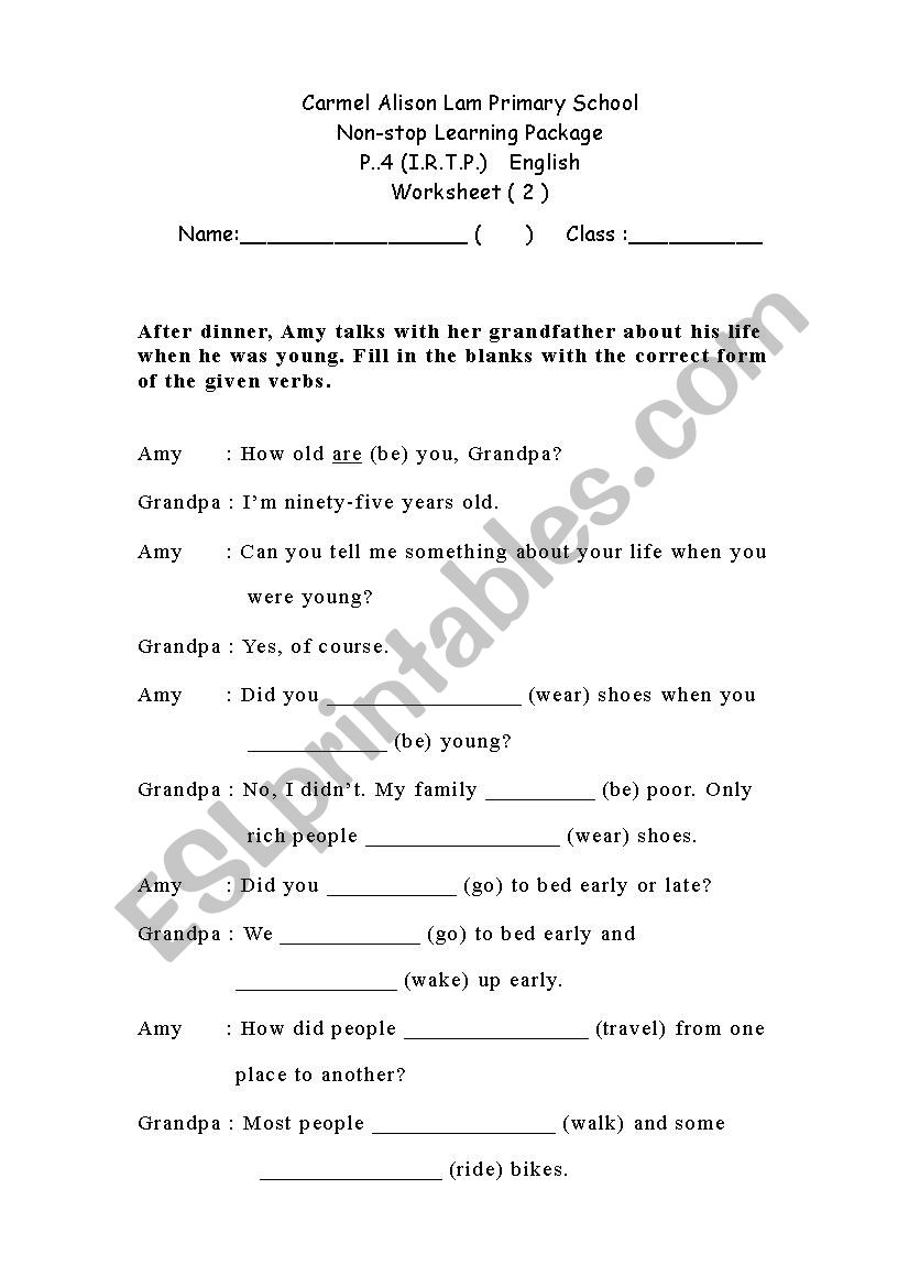 tense worksheet