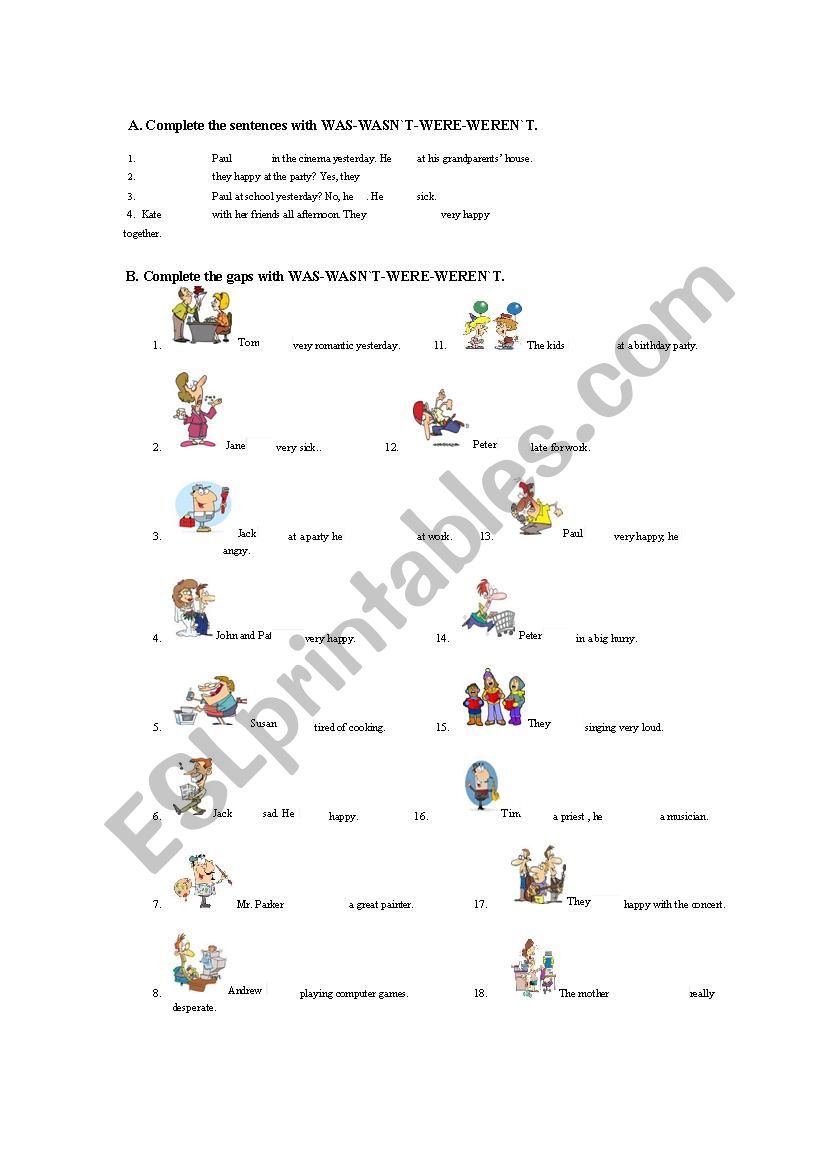 Simple Past verb to be worksheet