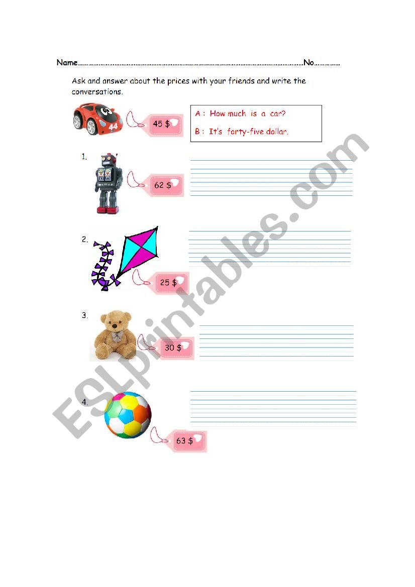 Prices conversations1 worksheet