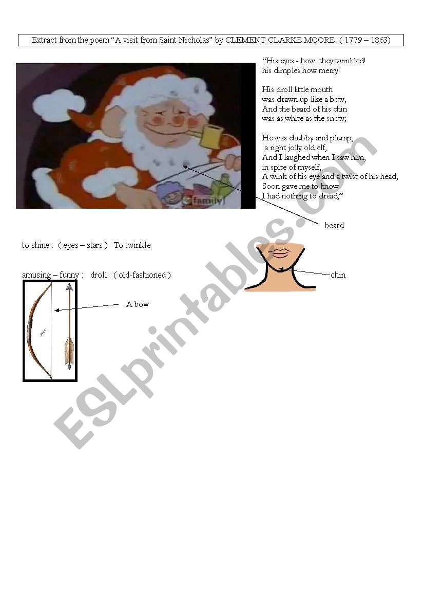 CHRISTMAS POEM worksheet