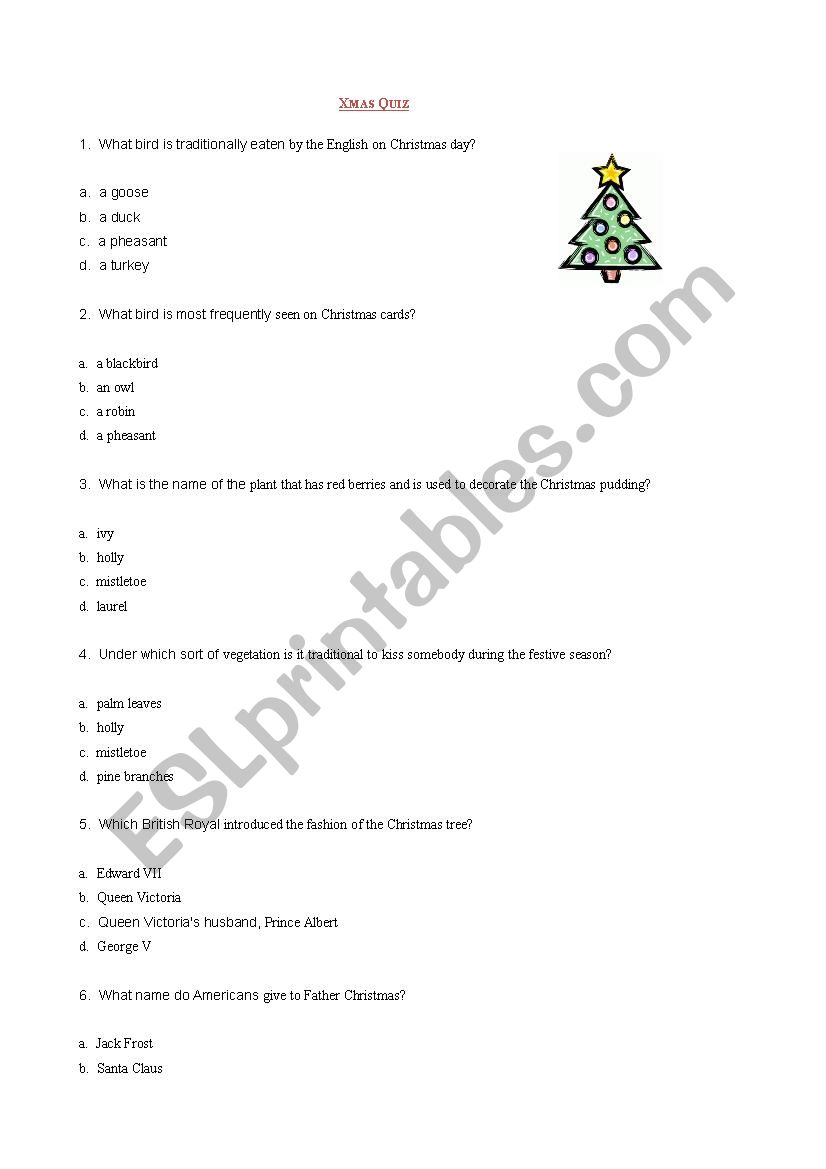 Christmas Quiz worksheet