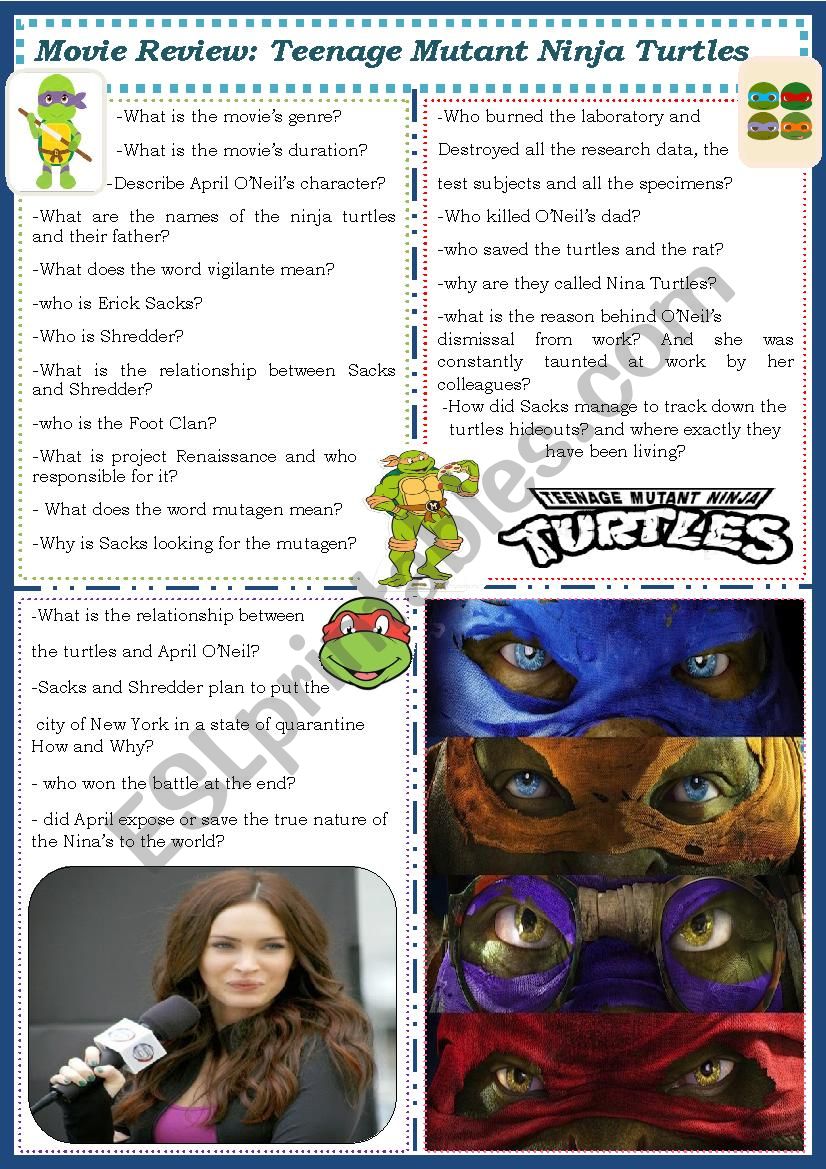 Teenage Mutant Ninja Turtles worksheet