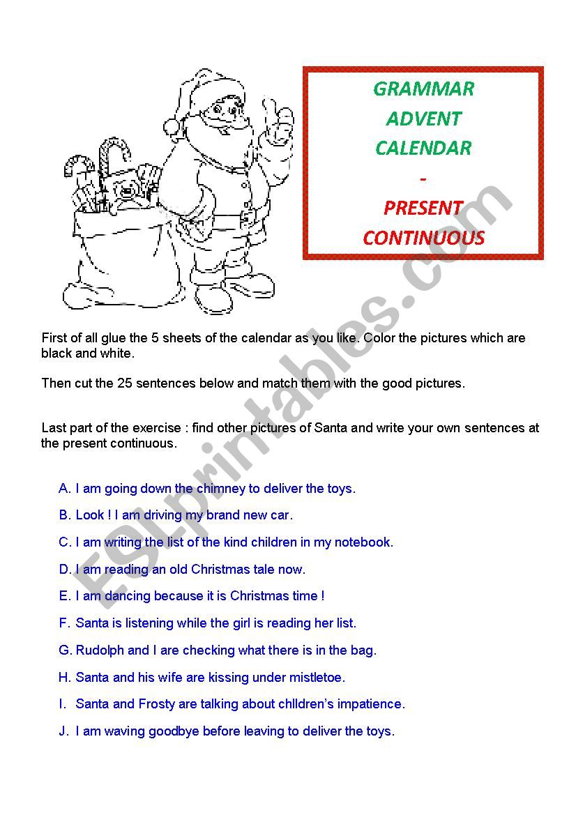 grammar Advent Calendar : present continuous