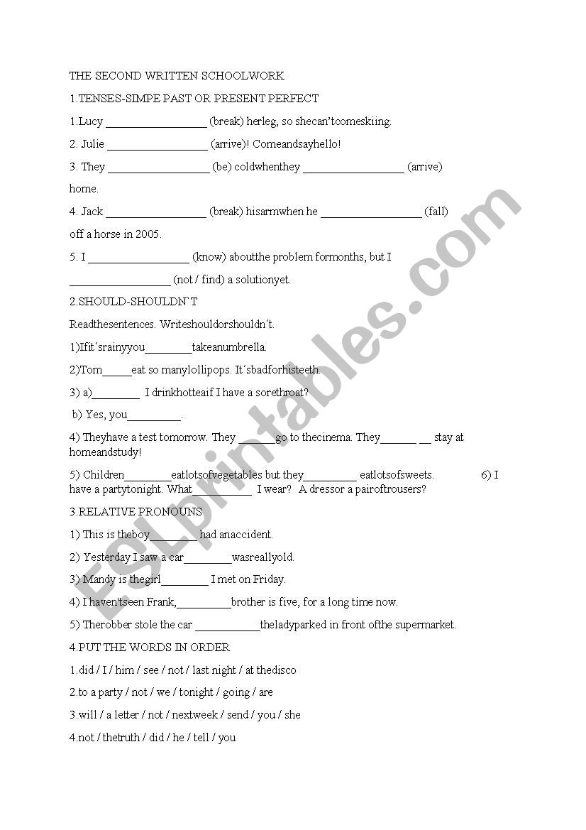 Basic Grammar Worksheets