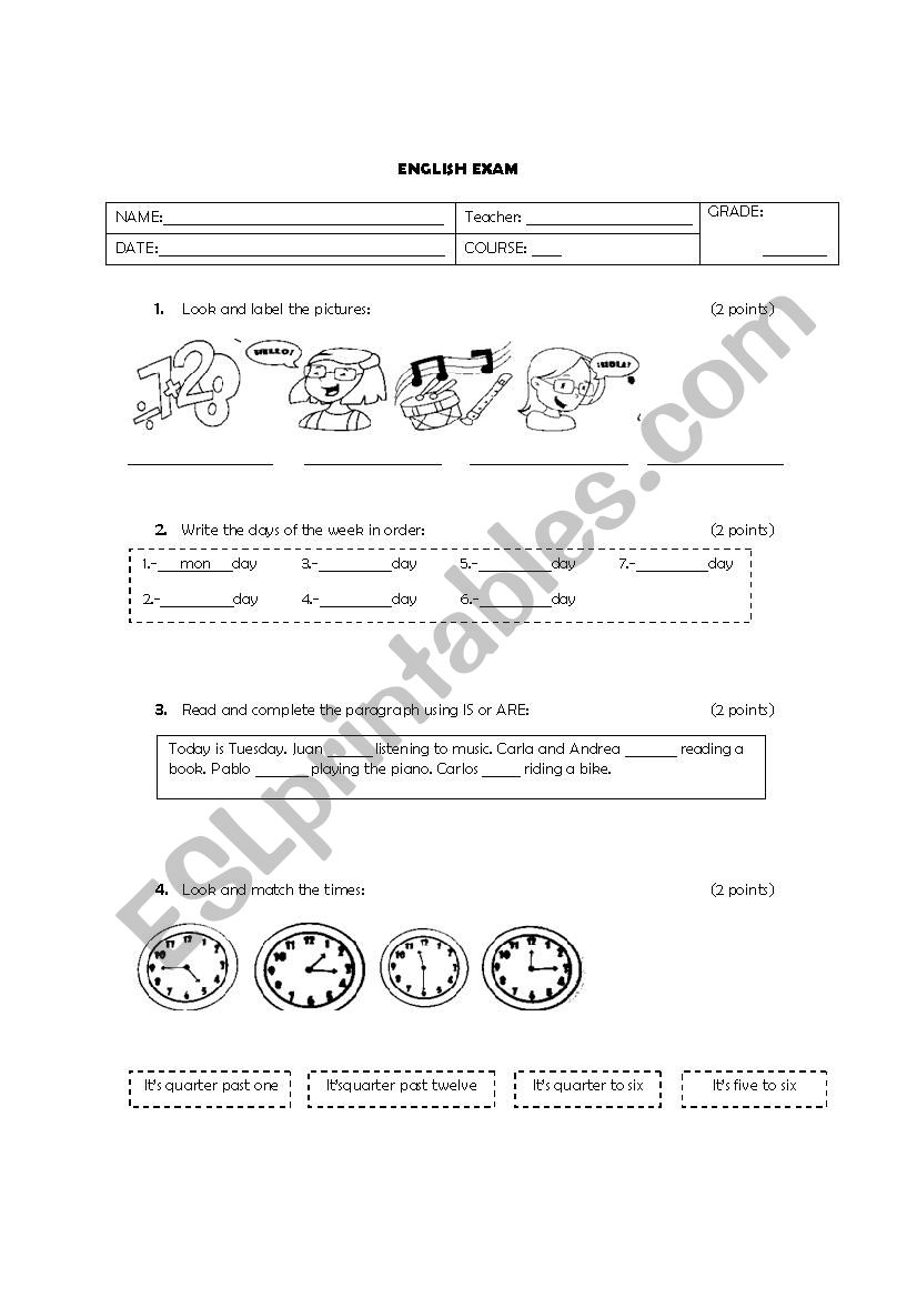 TEST worksheet