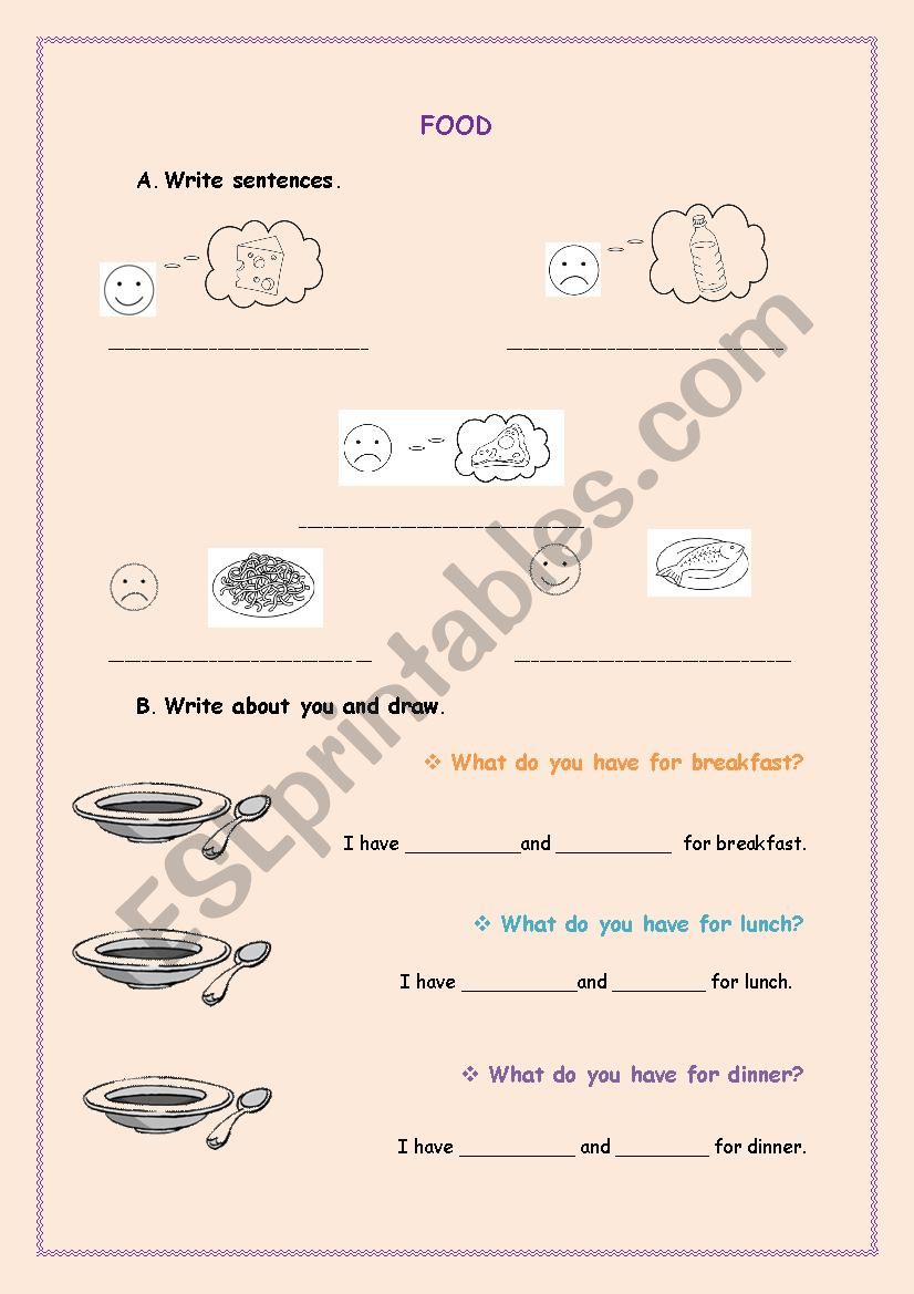 food worksheet
