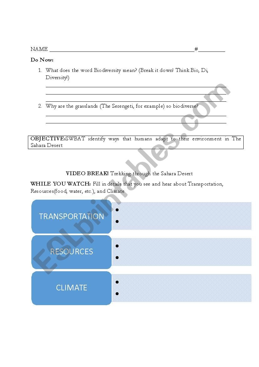 Desert Adaptations: Climate Zones