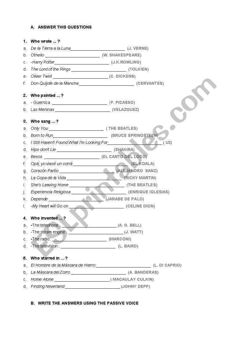 WHO ...? worksheet