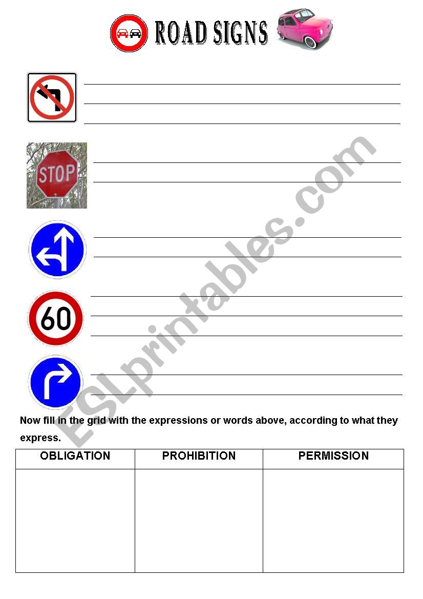ROAD SIGNS worksheet
