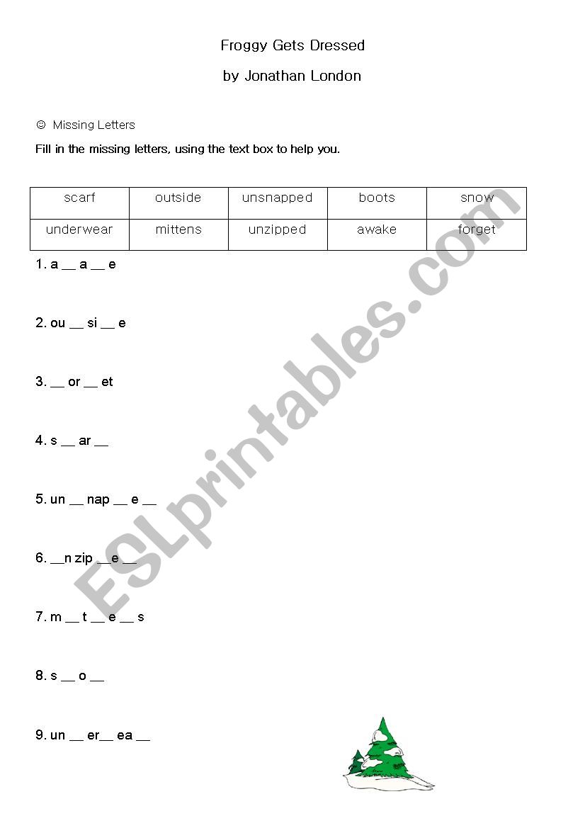 Frogggy gets dressed worksheet 2