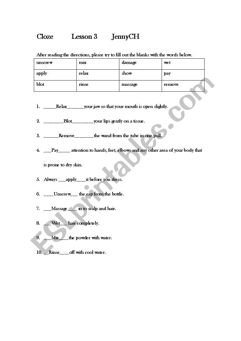 How to do your makeup (Verbs) 