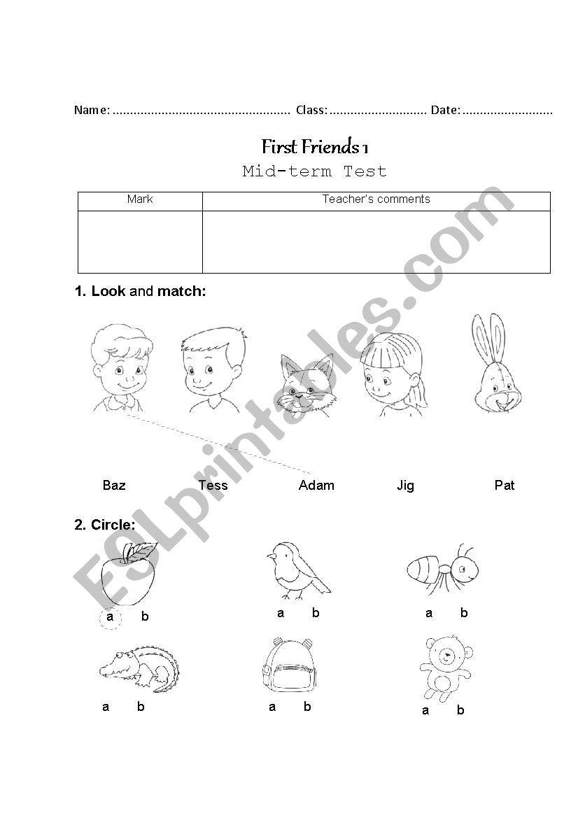 First Friend 1.U1-3. Midterm Test