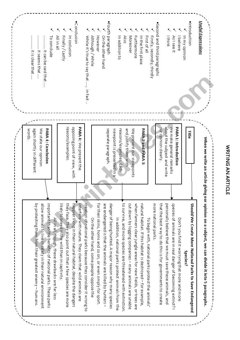 Writing An Article worksheet