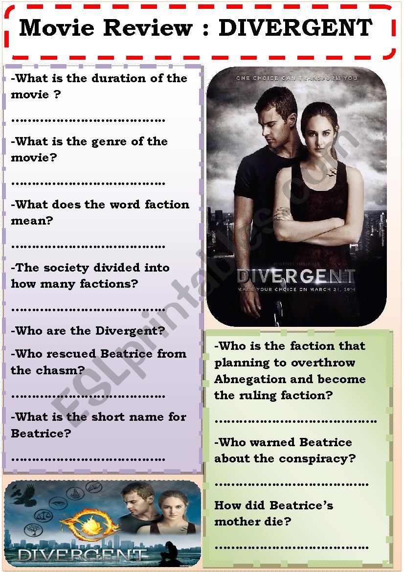 Divergent worksheet