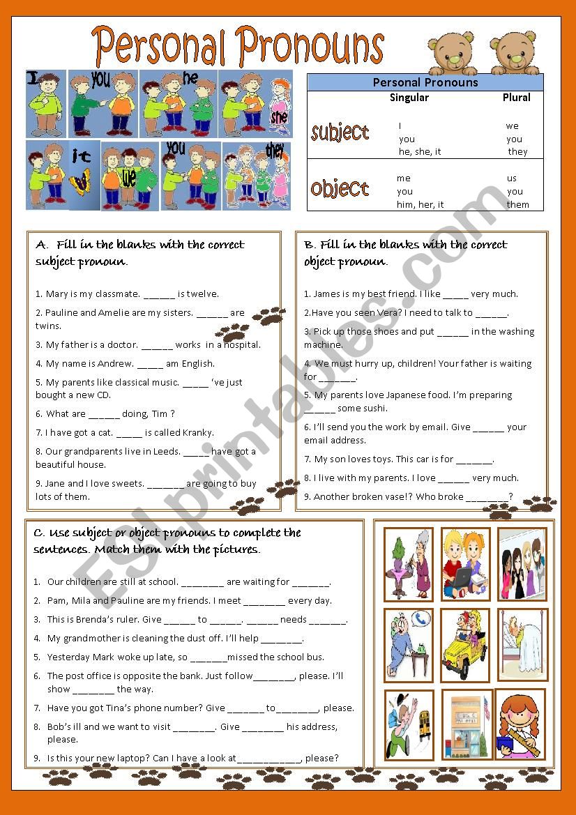 PERSONAL PRONOUNS - SUBJECT & OBJECT