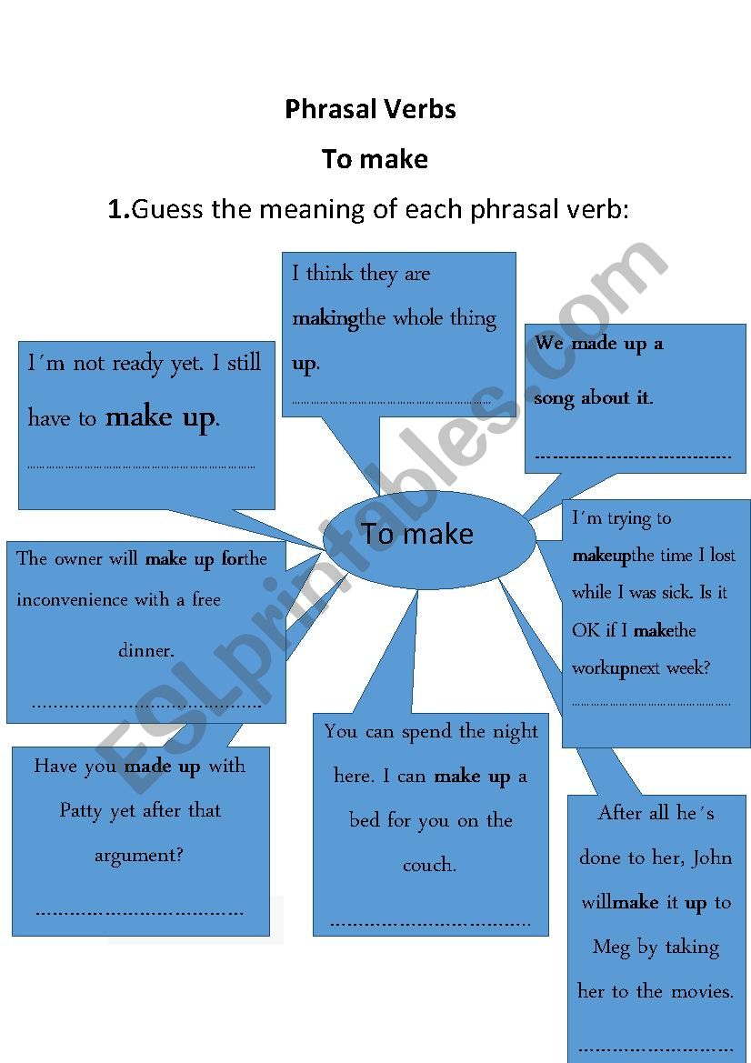 Phrasal verbs TO MAKE worksheet