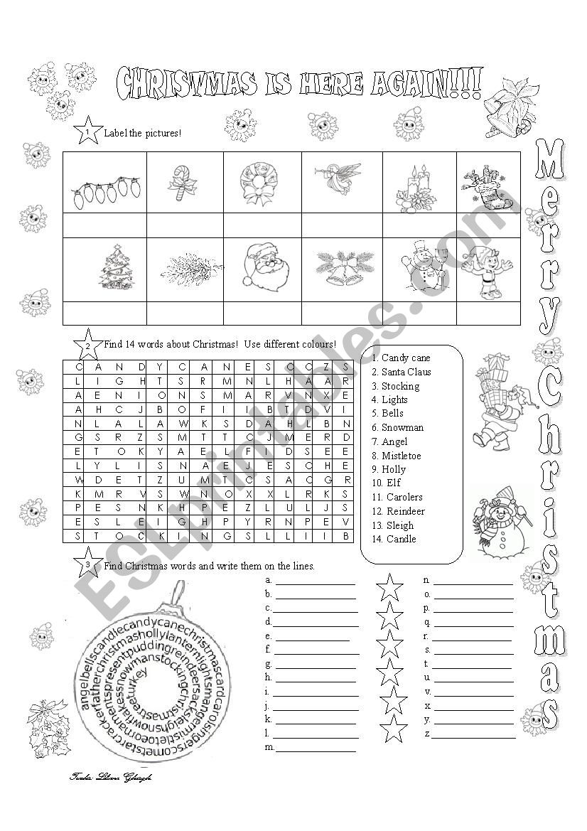 Christmas is here worksheet